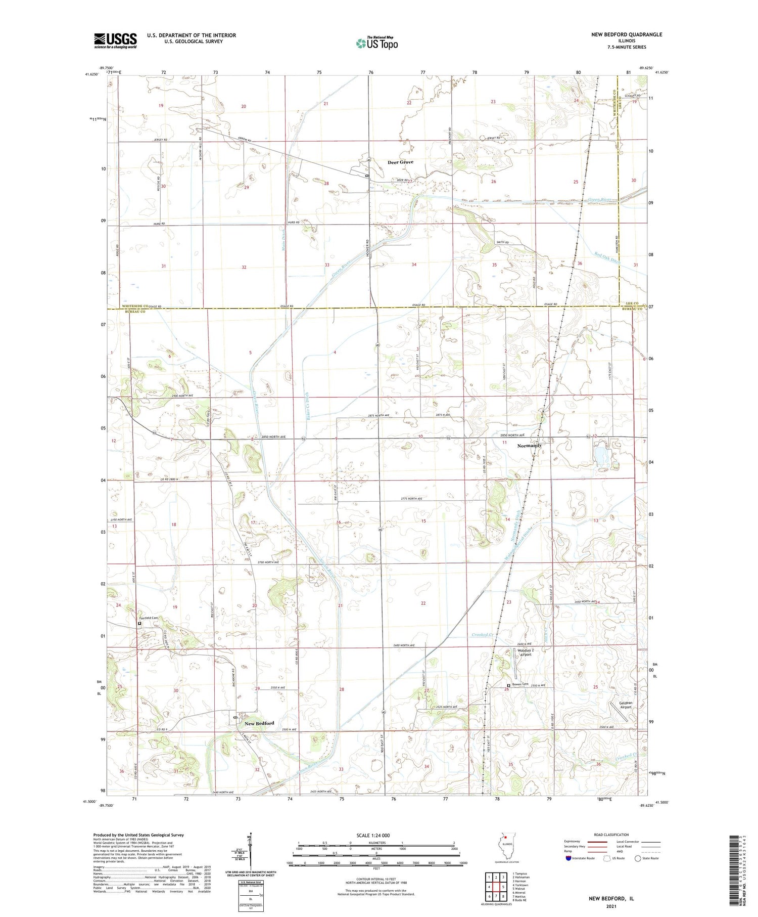 New Bedford Illinois US Topo Map Image