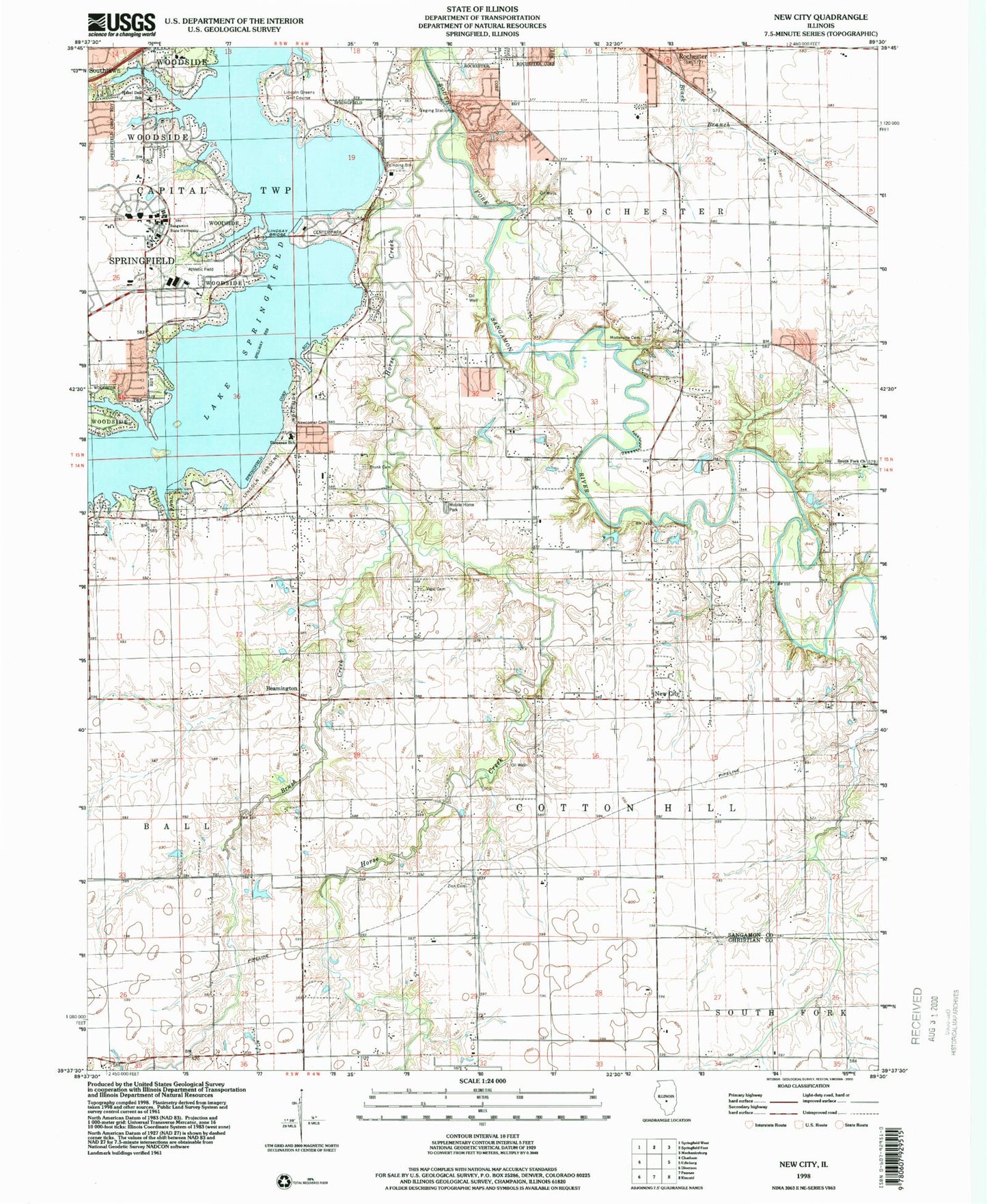 Classic USGS New City Illinois 7.5'x7.5' Topo Map Image