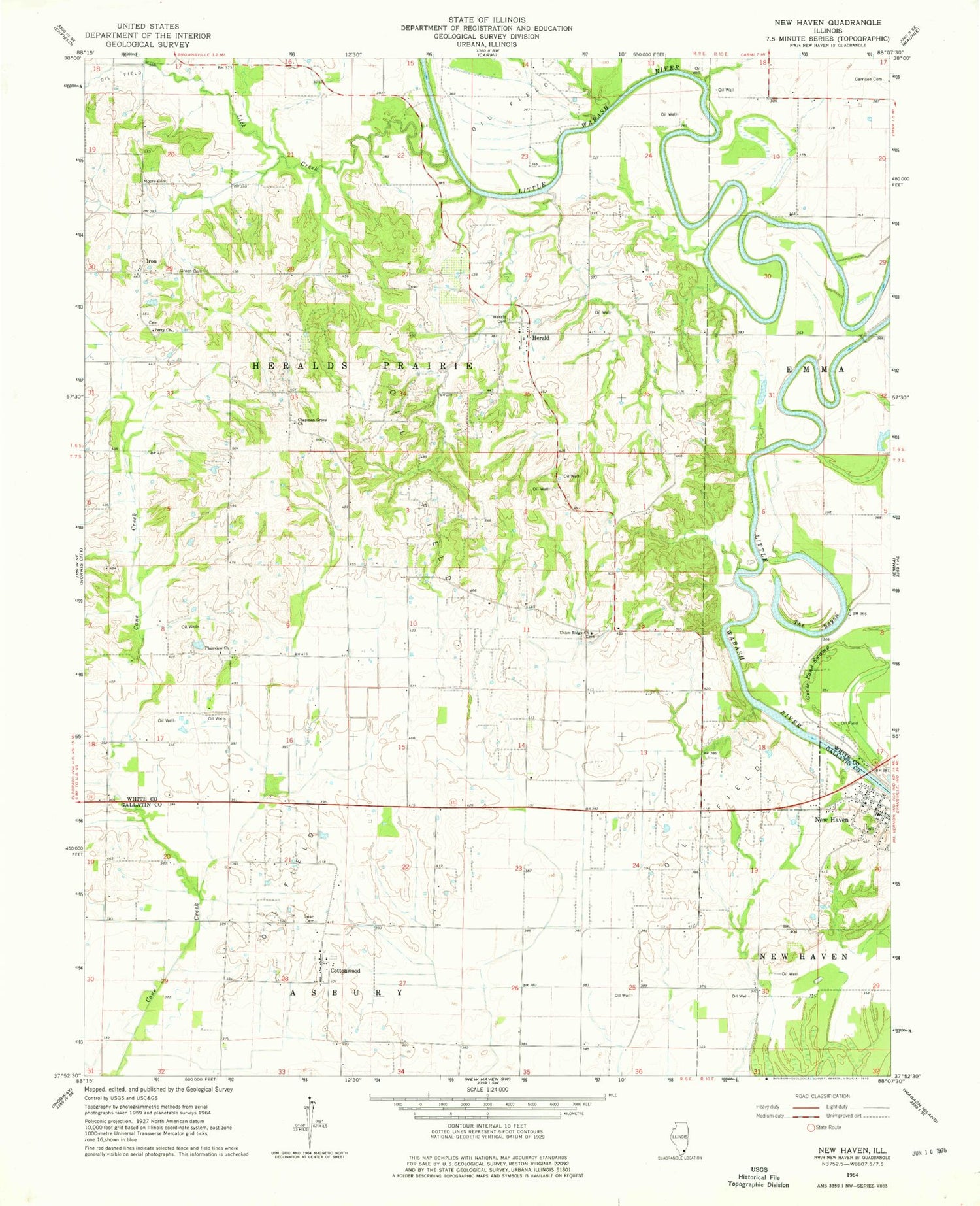 Classic USGS New Haven Illinois 7.5'x7.5' Topo Map Image