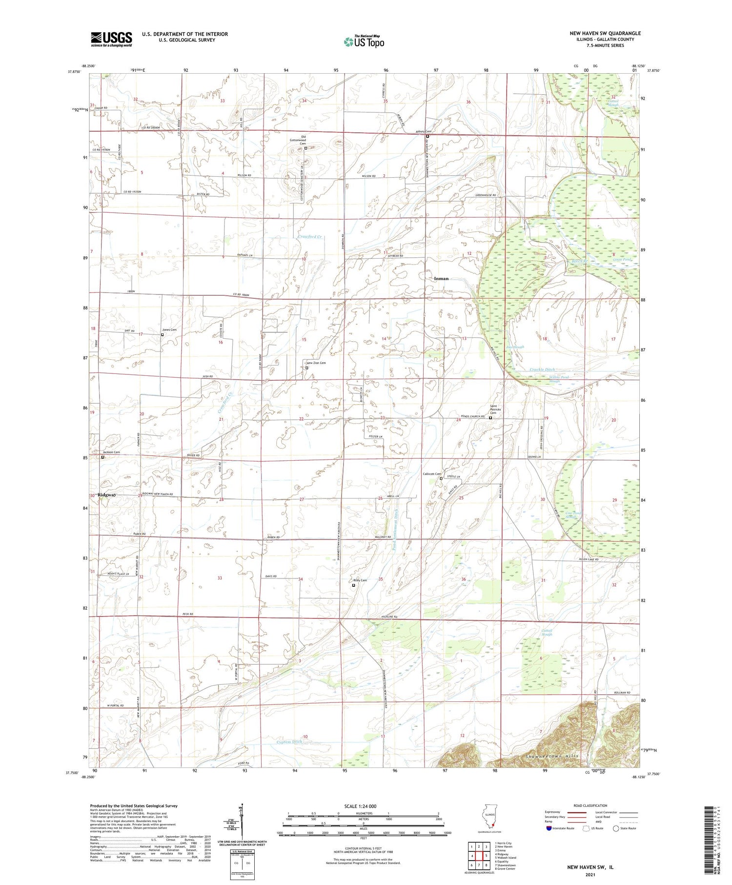 New Haven SW Illinois US Topo Map Image