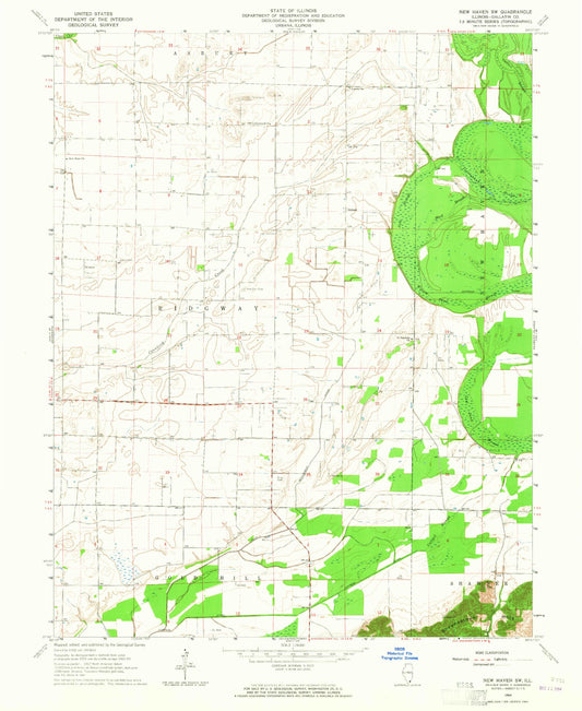 Classic USGS New Haven SW Illinois 7.5'x7.5' Topo Map Image