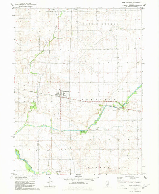 Classic USGS New Holland Illinois 7.5'x7.5' Topo Map Image