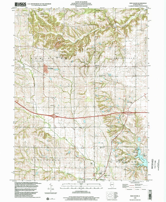 Classic USGS New Salem Illinois 7.5'x7.5' Topo Map Image