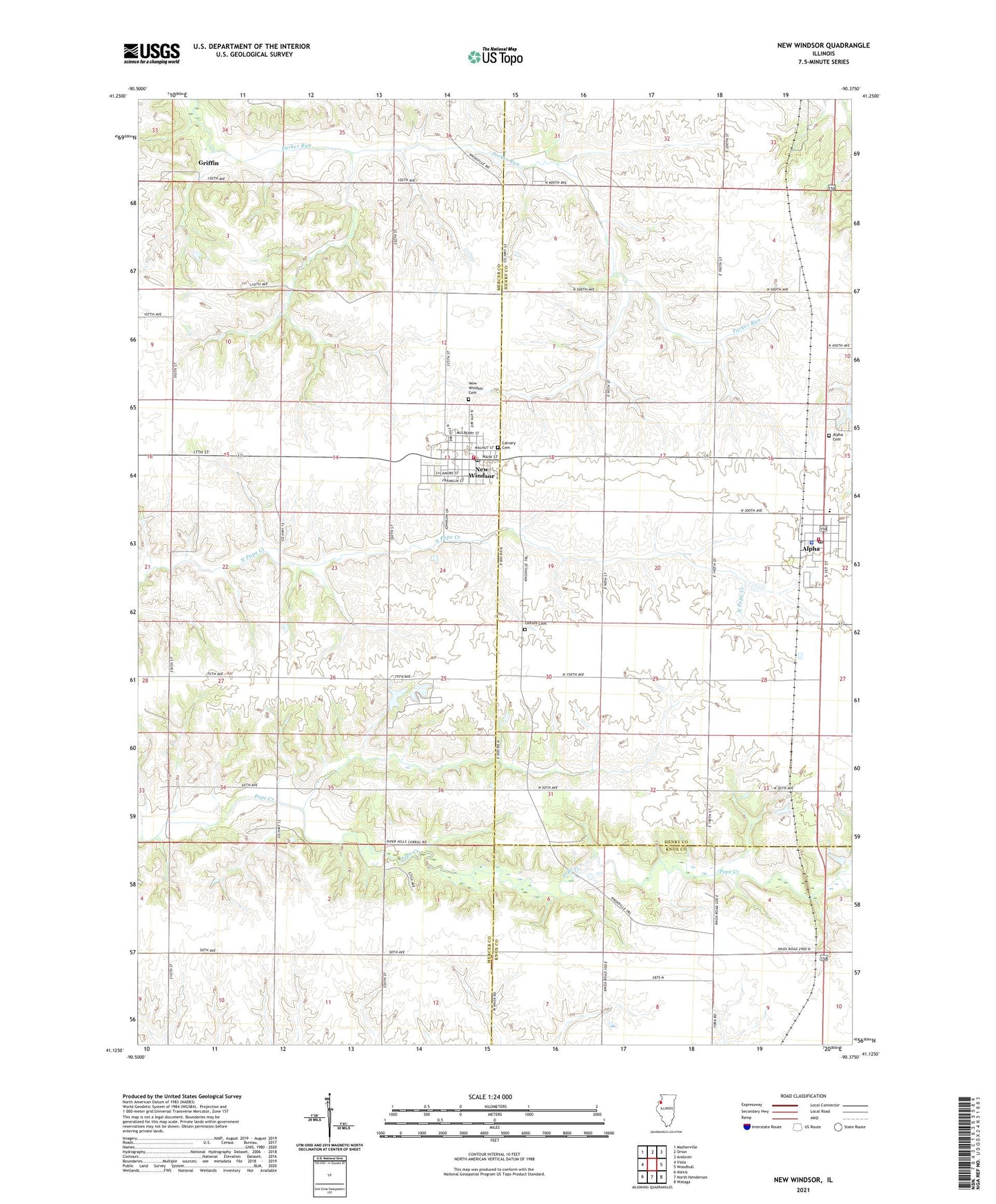 New Windsor Illinois US Topo Map Image