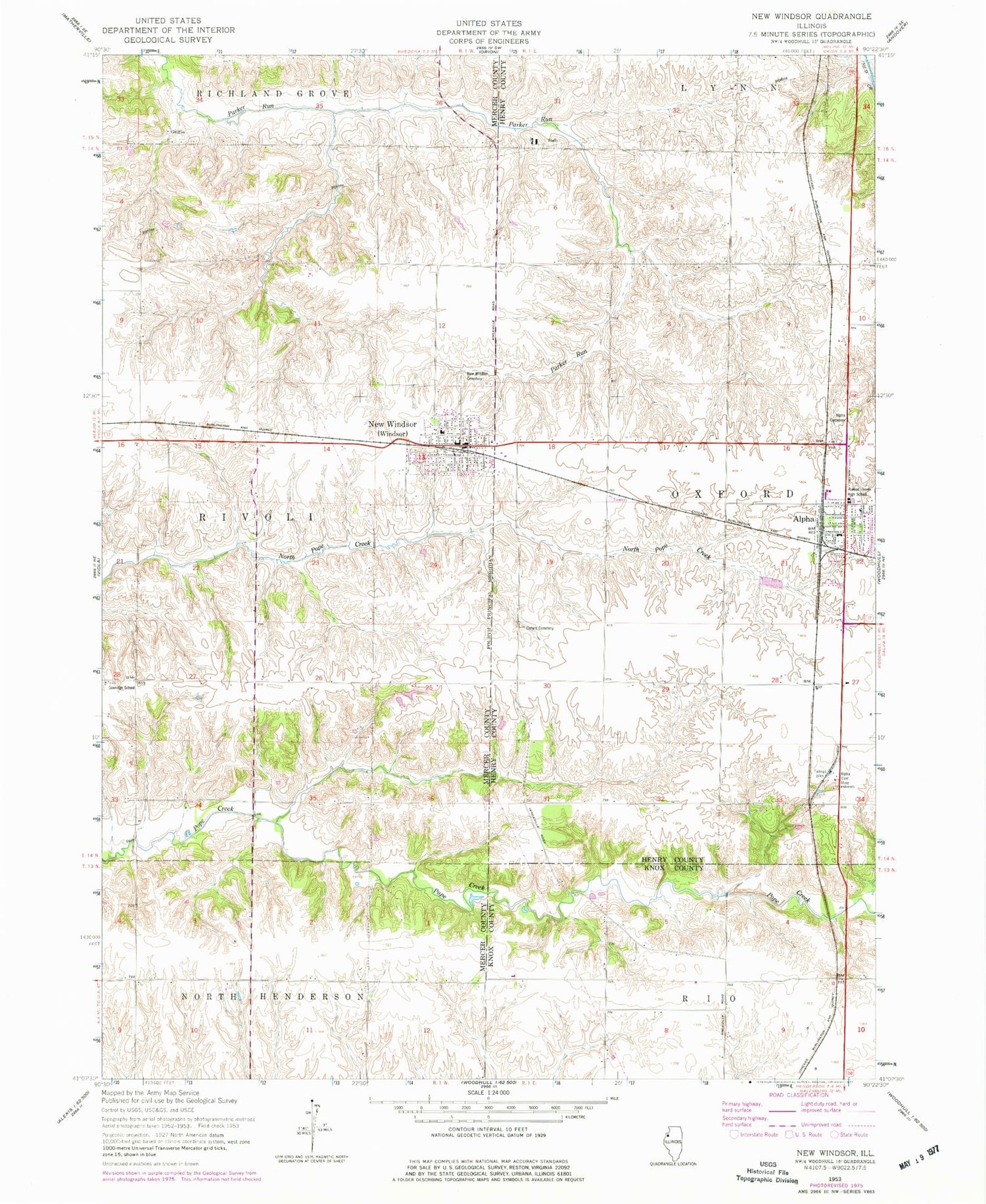 Classic USGS New Windsor Illinois 7.5'x7.5' Topo Map Image