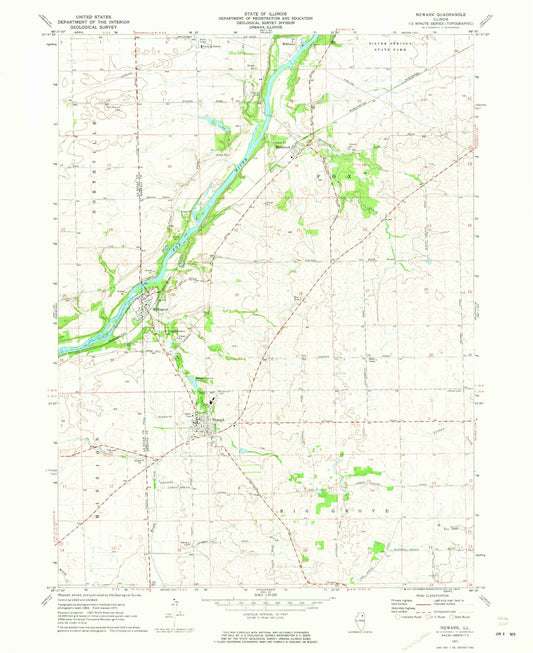 Classic USGS Newark Illinois 7.5'x7.5' Topo Map Image