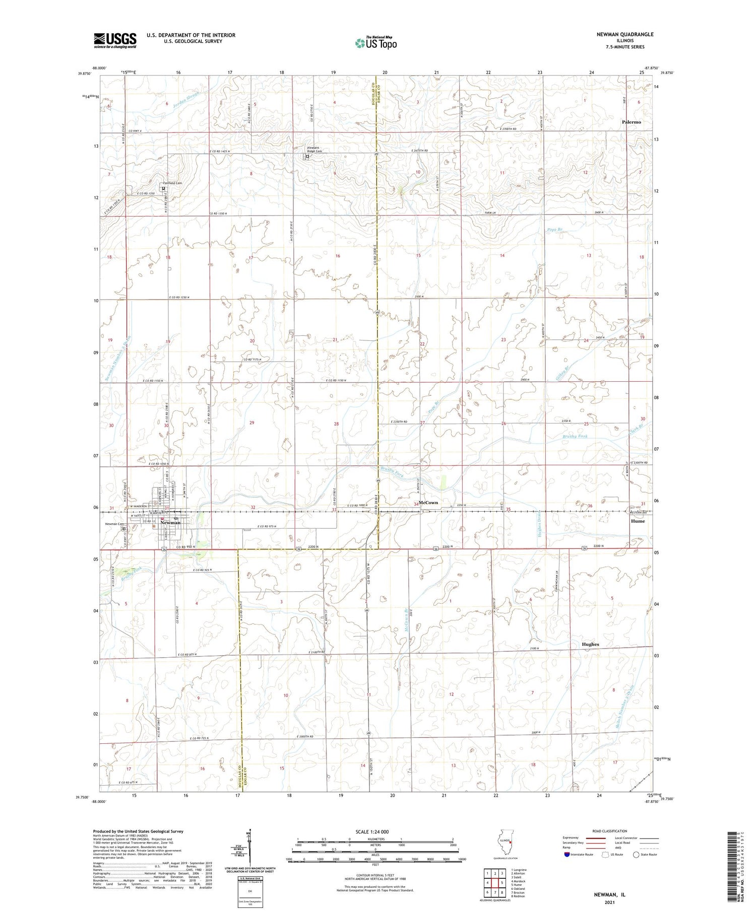 Newman Illinois US Topo Map Image