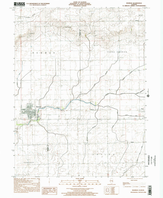 Classic USGS Newman Illinois 7.5'x7.5' Topo Map Image