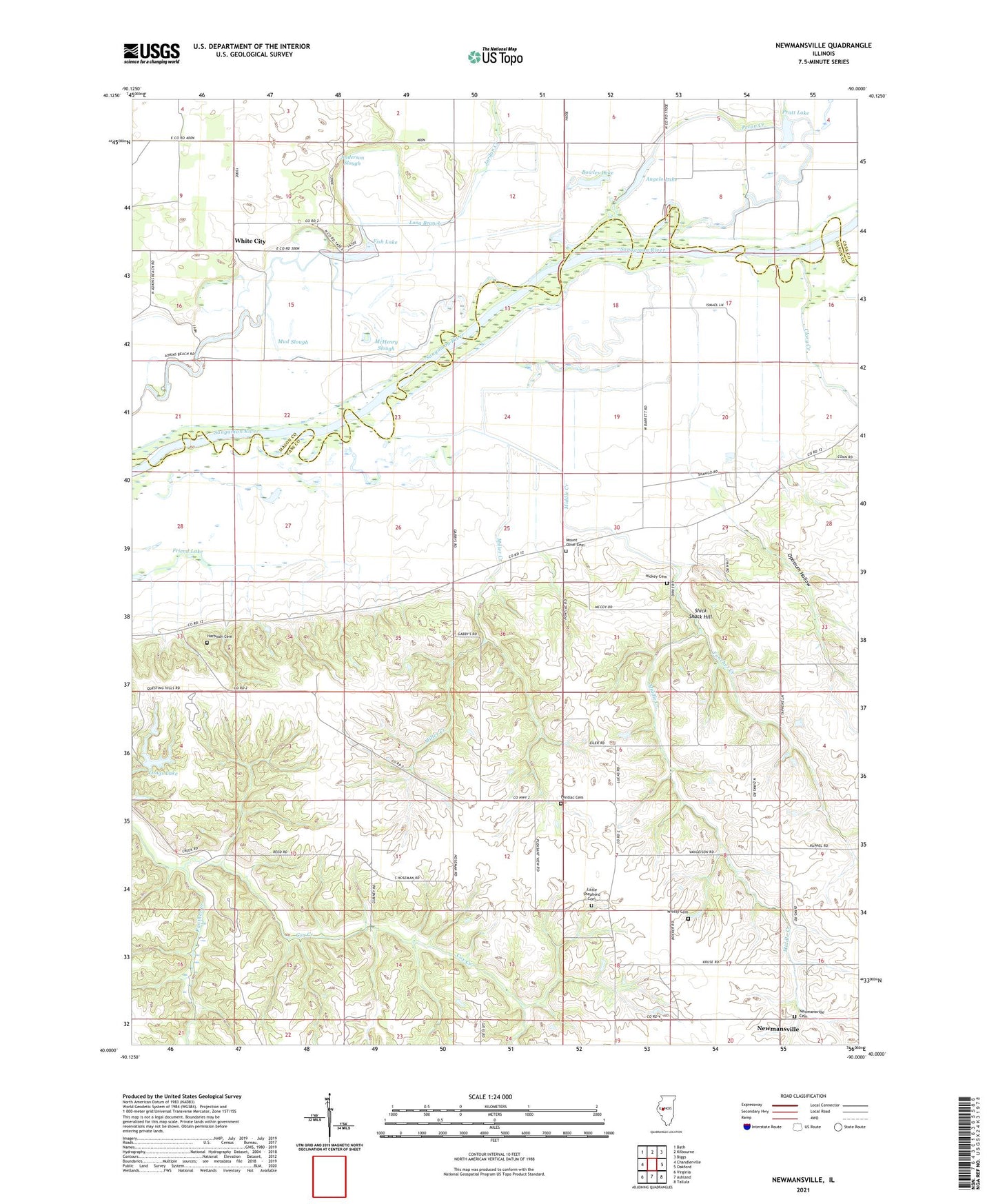 Newmansville Illinois US Topo Map Image
