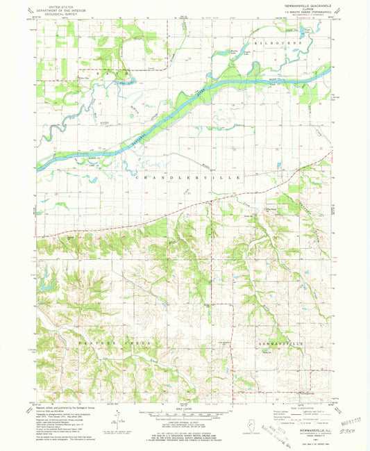 Classic USGS Newmansville Illinois 7.5'x7.5' Topo Map Image