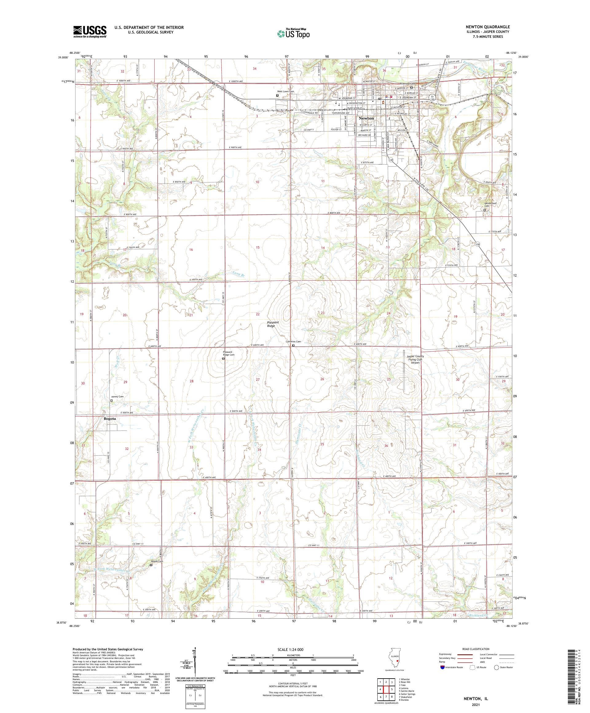 Newton Illinois US Topo Map – MyTopo Map Store