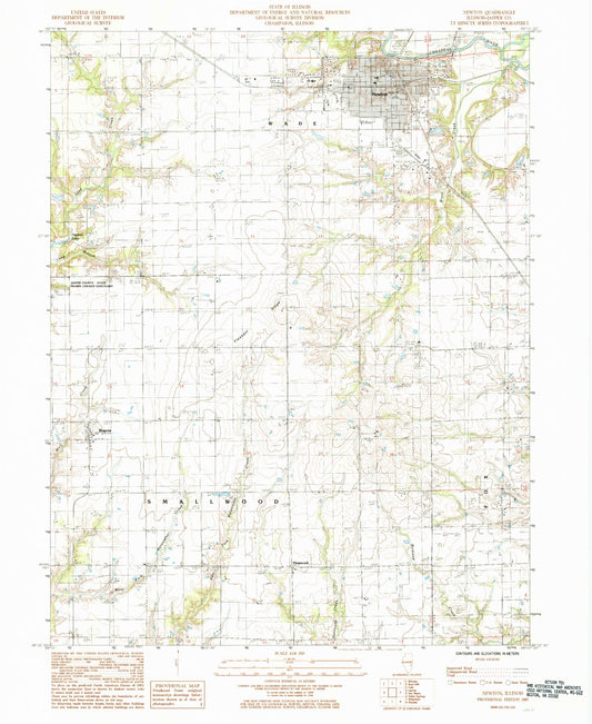 Classic USGS Newton Illinois 7.5'x7.5' Topo Map Image