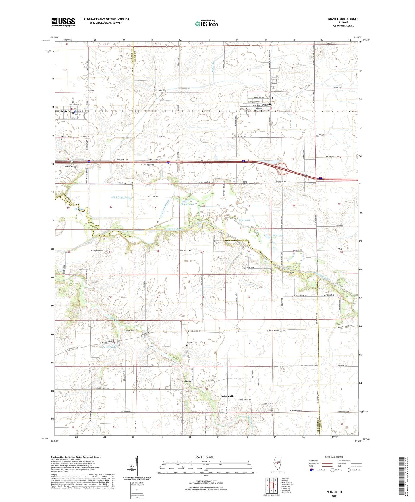 Niantic Illinois US Topo Map Image
