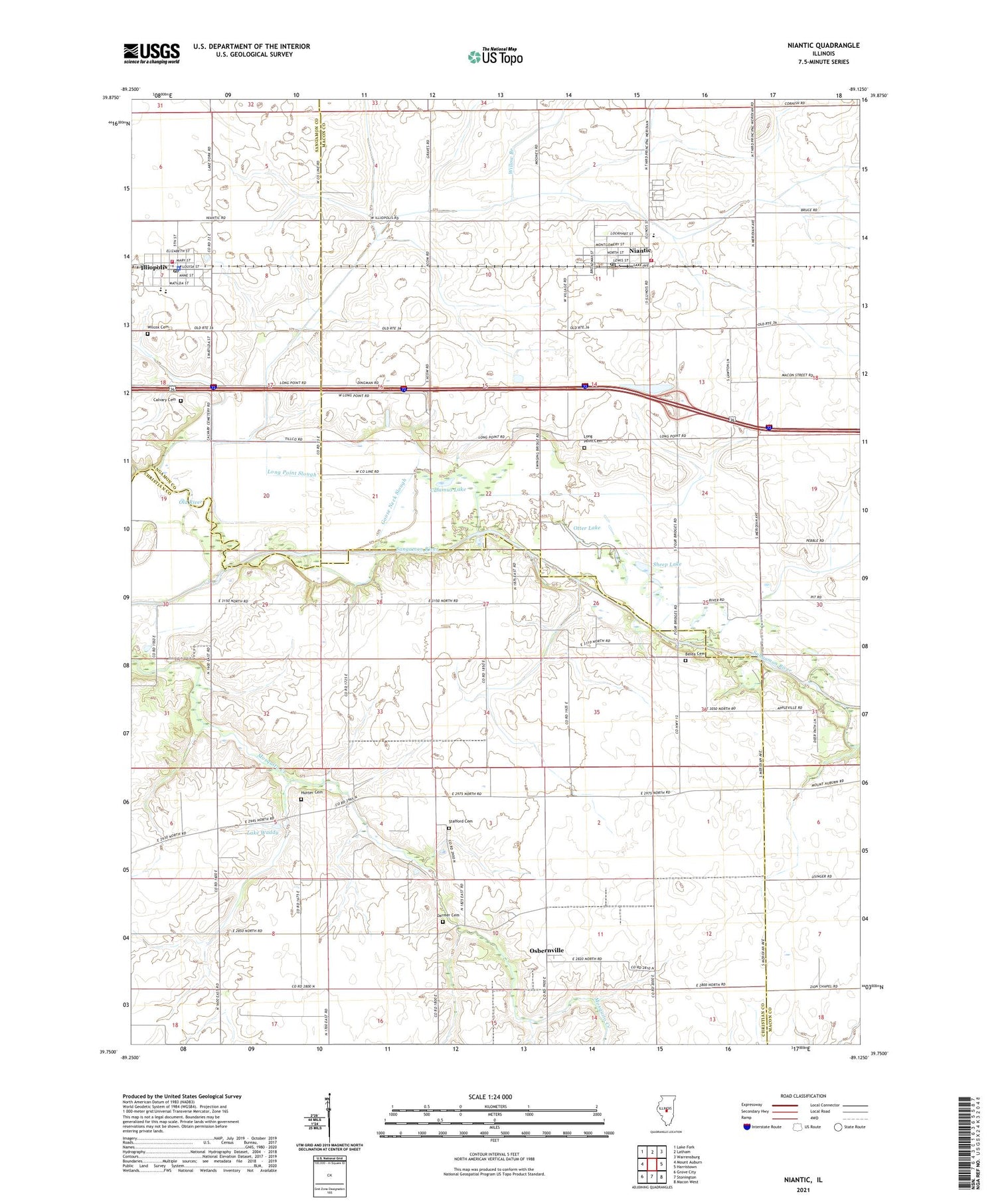 Niantic Illinois US Topo Map Image