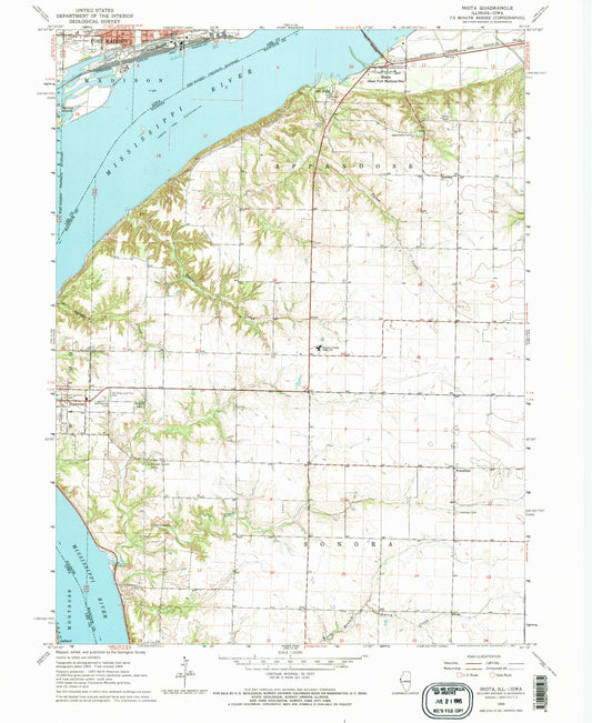 Classic USGS Niota Illinois 7.5'x7.5' Topo Map Image