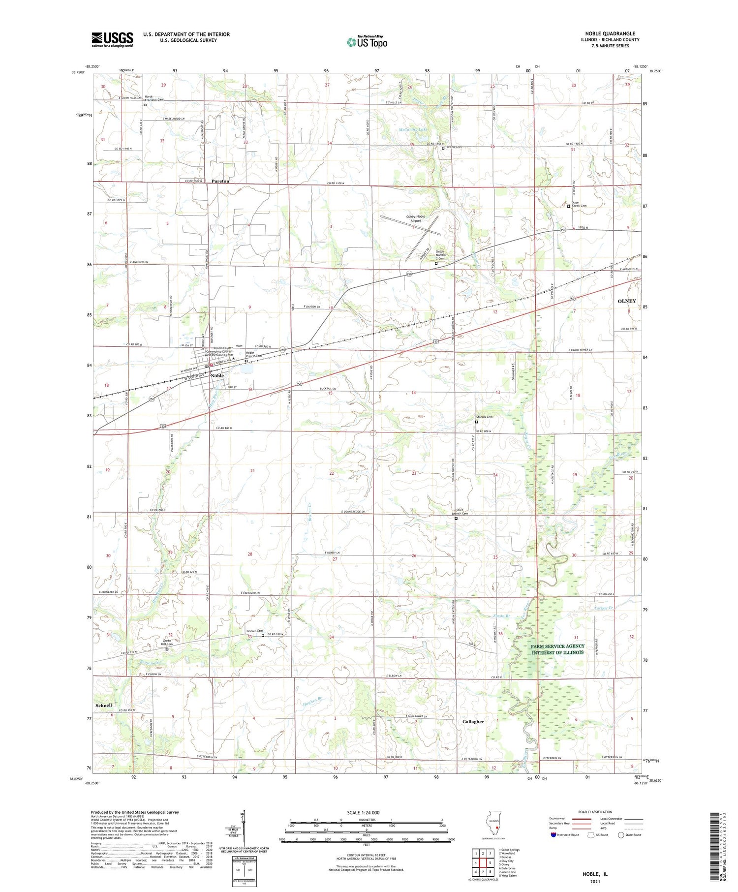Noble Illinois US Topo Map Image