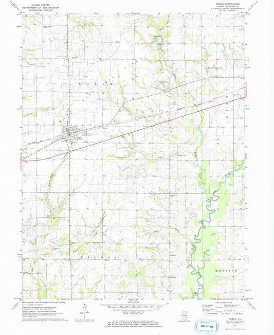 Classic USGS Noble Illinois 7.5'x7.5' Topo Map Image