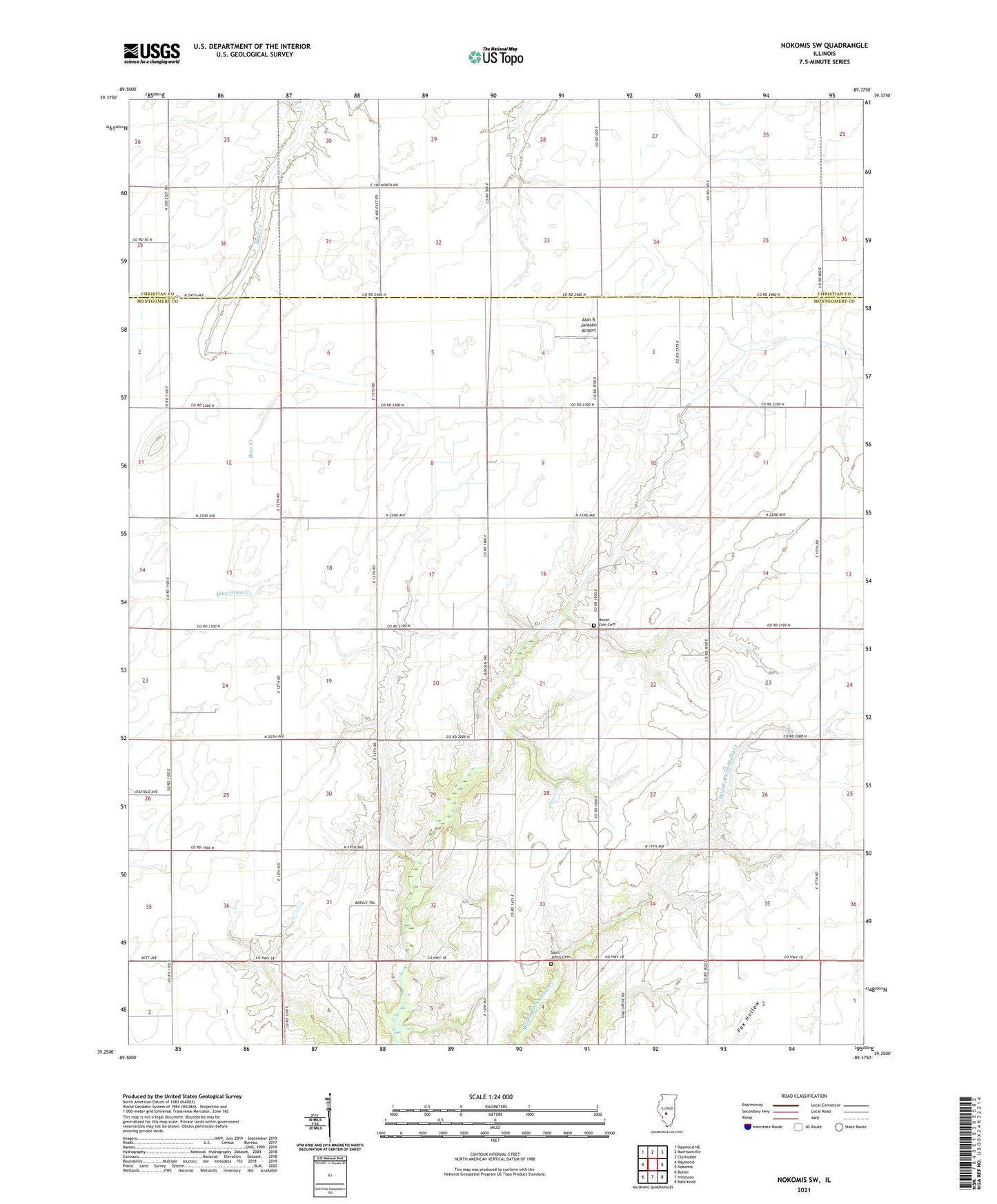 Nokomis SW Illinois US Topo Map Image