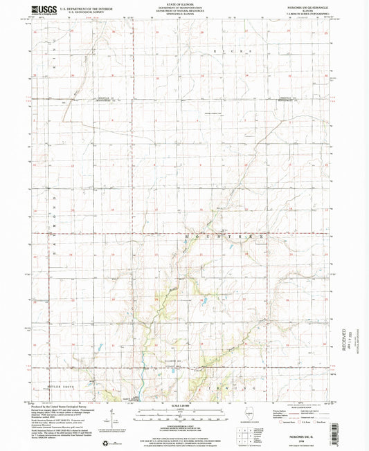 Classic USGS Nokomis SW Illinois 7.5'x7.5' Topo Map Image