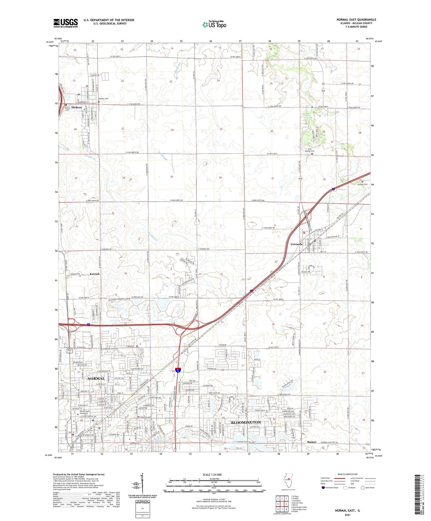 Normal East Illinois US Topo Map Image