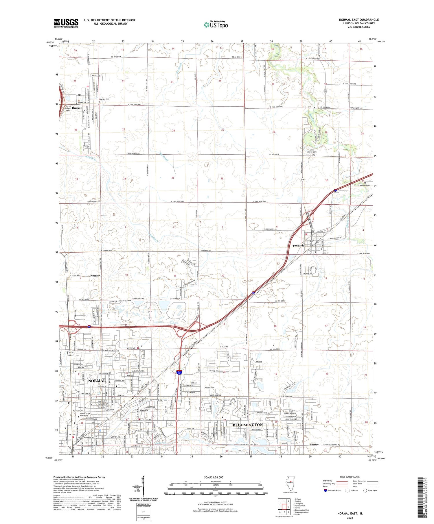Normal East Illinois US Topo Map Image