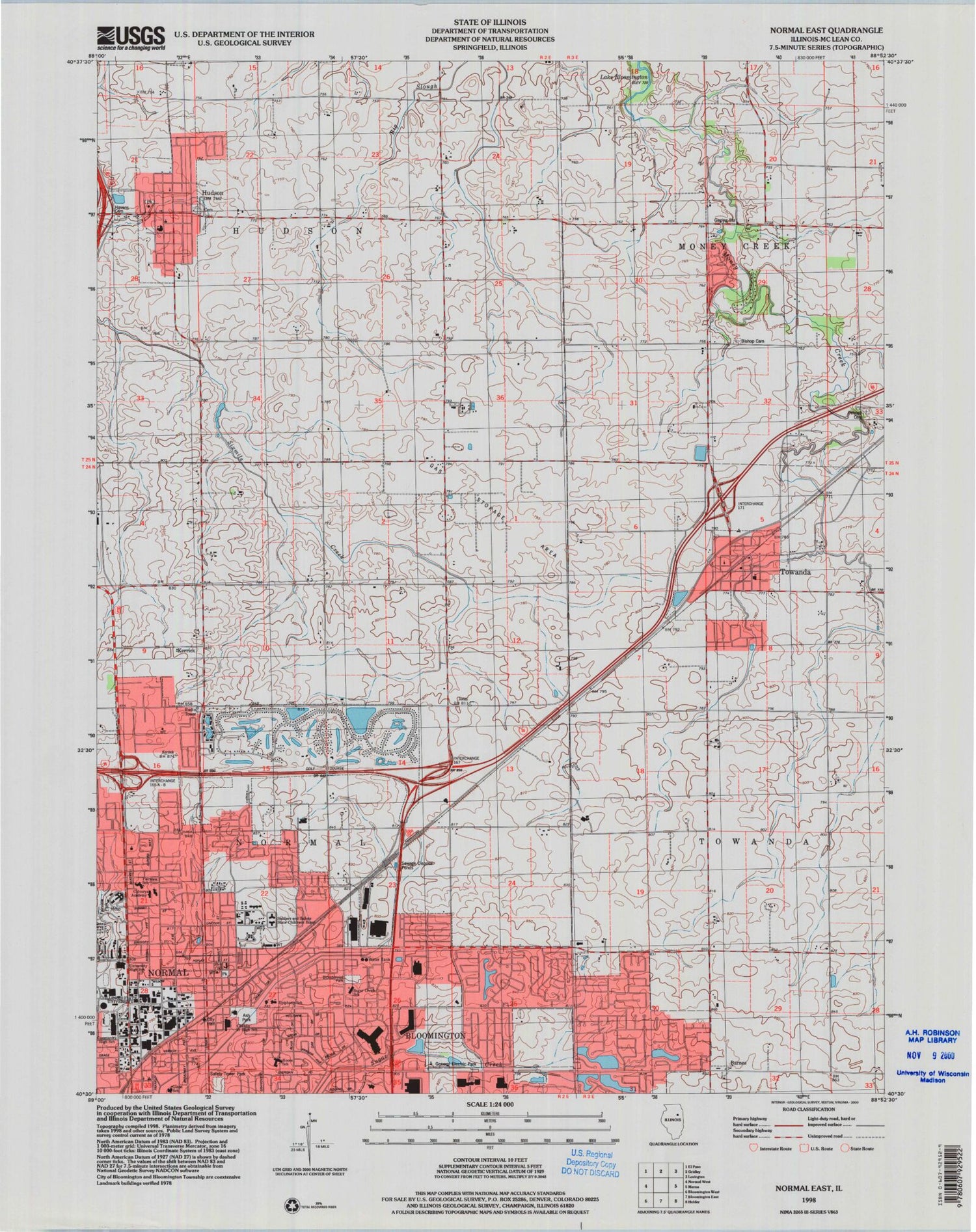 Classic USGS Normal East Illinois 7.5'x7.5' Topo Map Image