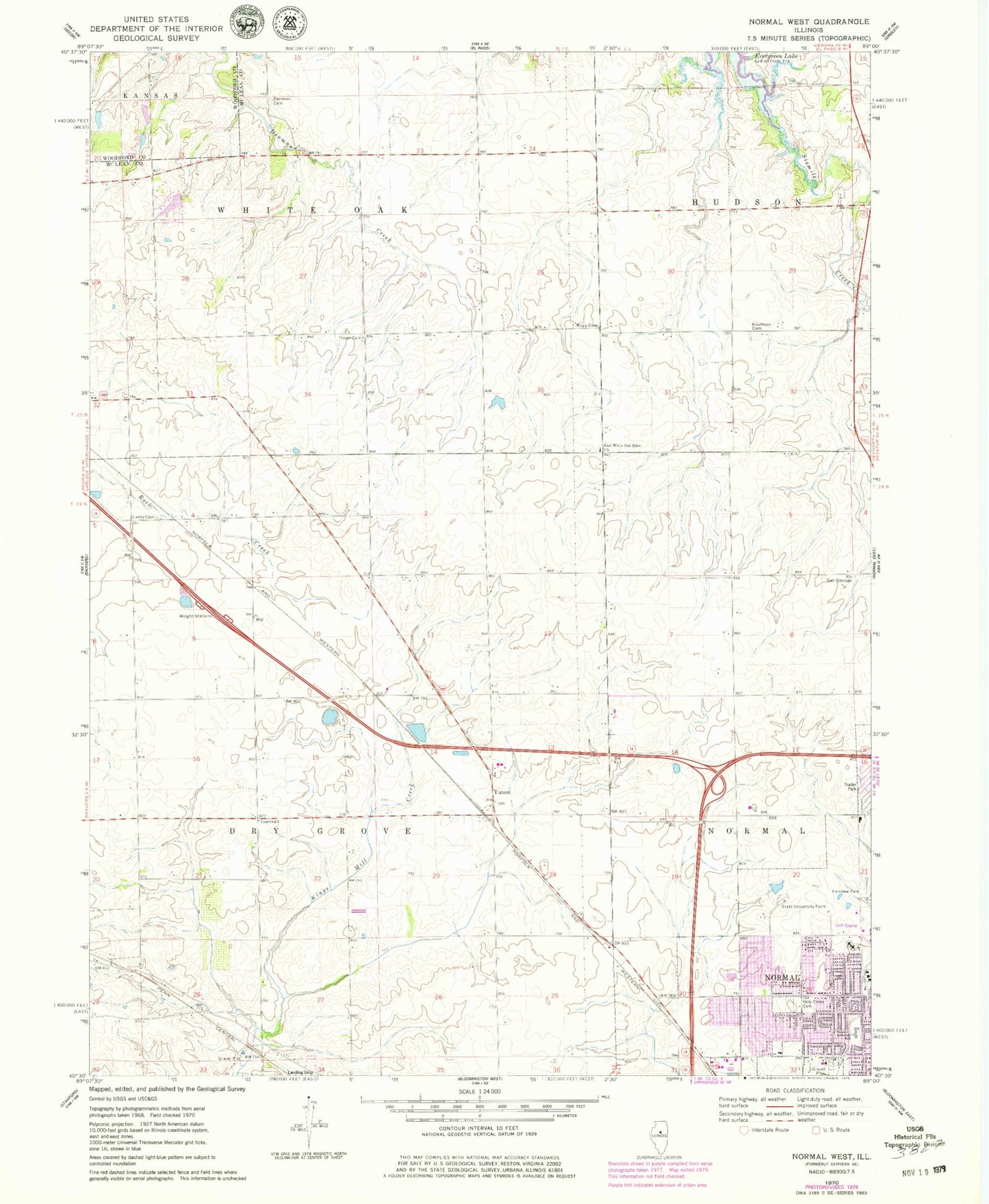 Classic USGS Normal West Illinois 7.5'x7.5' Topo Map Image