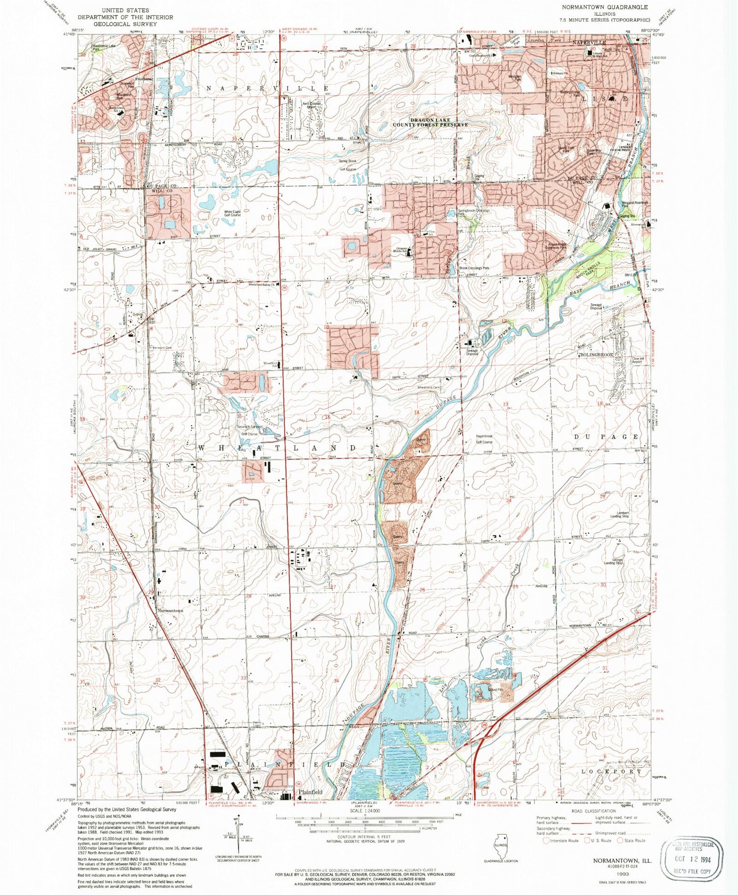 Classic USGS Normantown Illinois 7.5'x7.5' Topo Map Image