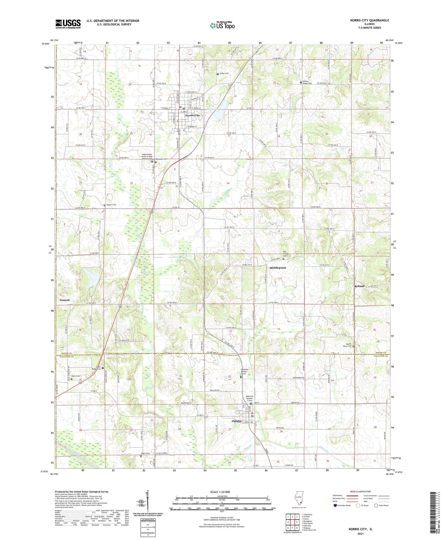 Norris City Illinois US Topo Map Image