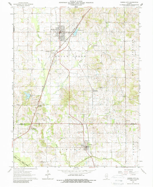 Classic USGS Norris City Illinois 7.5'x7.5' Topo Map Image