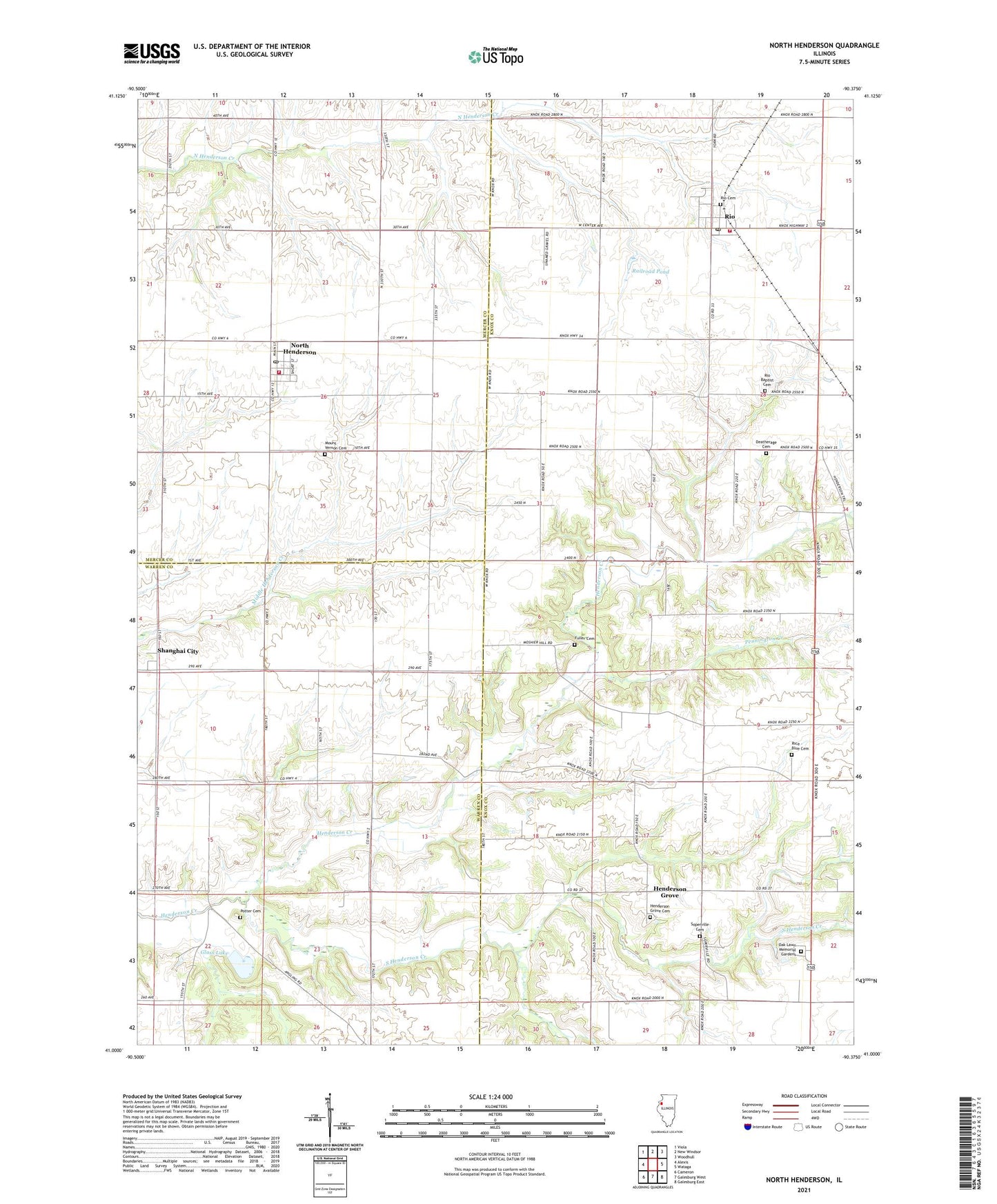 North Henderson Illinois US Topo Map Image