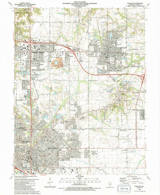 Classic USGS O'Fallon Illinois 7.5'x7.5' Topo Map Image
