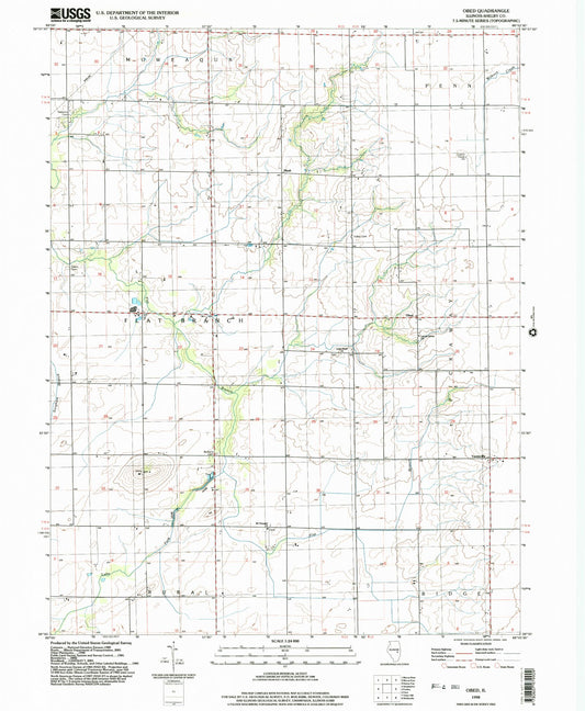 Classic USGS Obed Illinois 7.5'x7.5' Topo Map Image