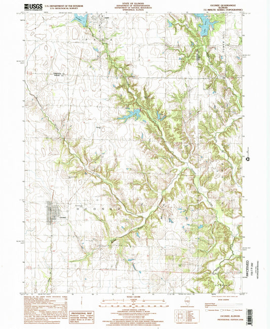 Classic USGS Oconee Illinois 7.5'x7.5' Topo Map Image