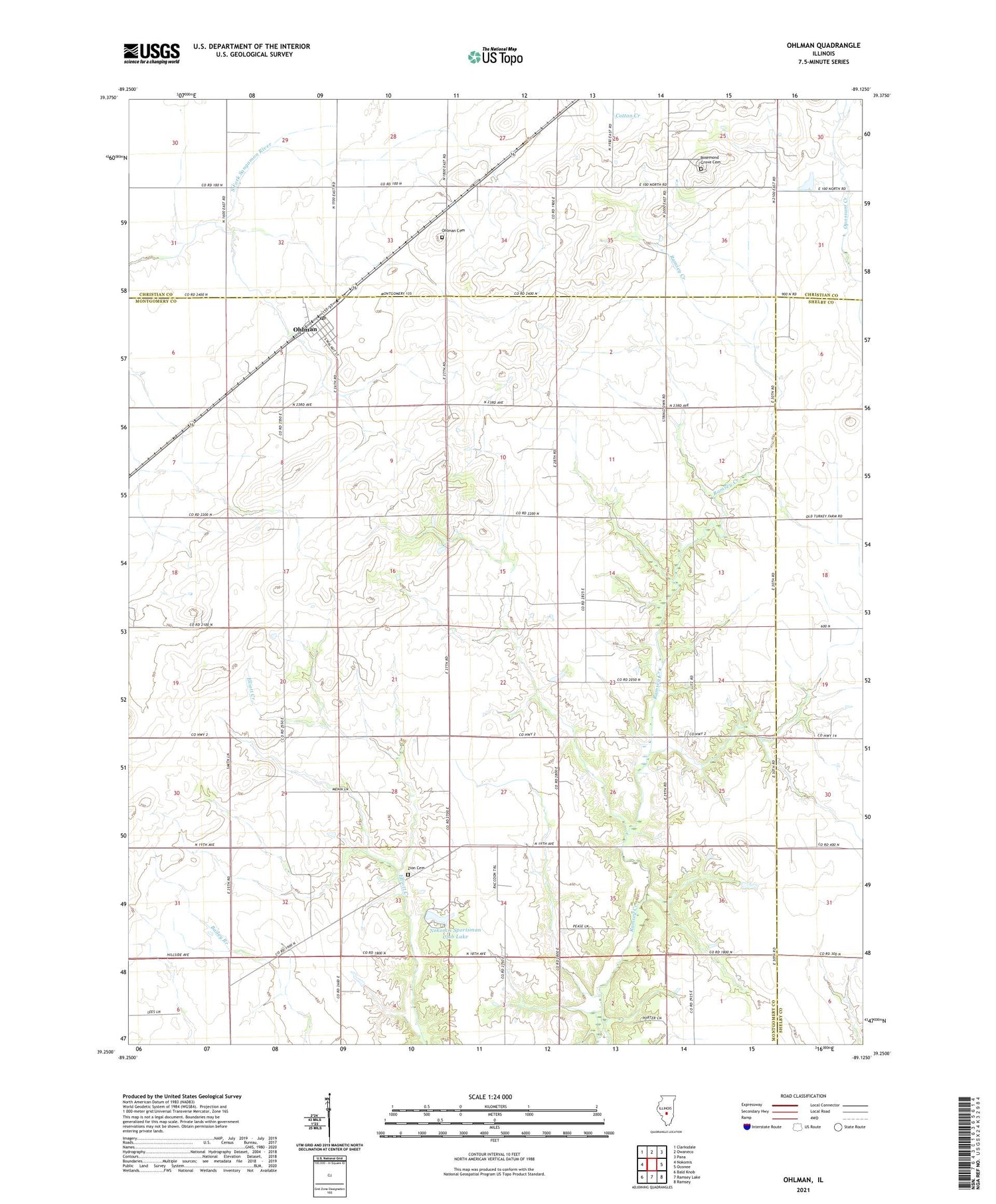 Ohlman Illinois US Topo Map Image