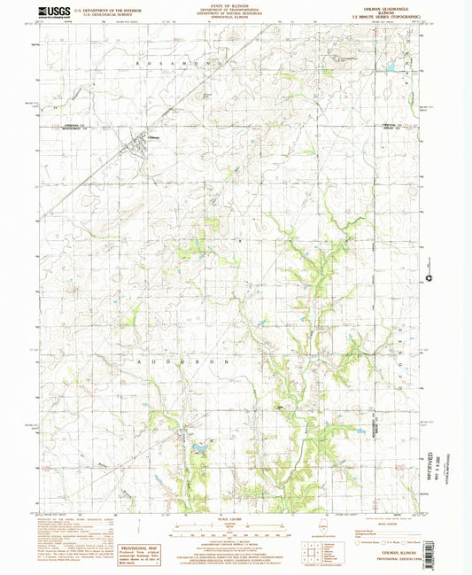 Classic USGS Ohlman Illinois 7.5'x7.5' Topo Map Image