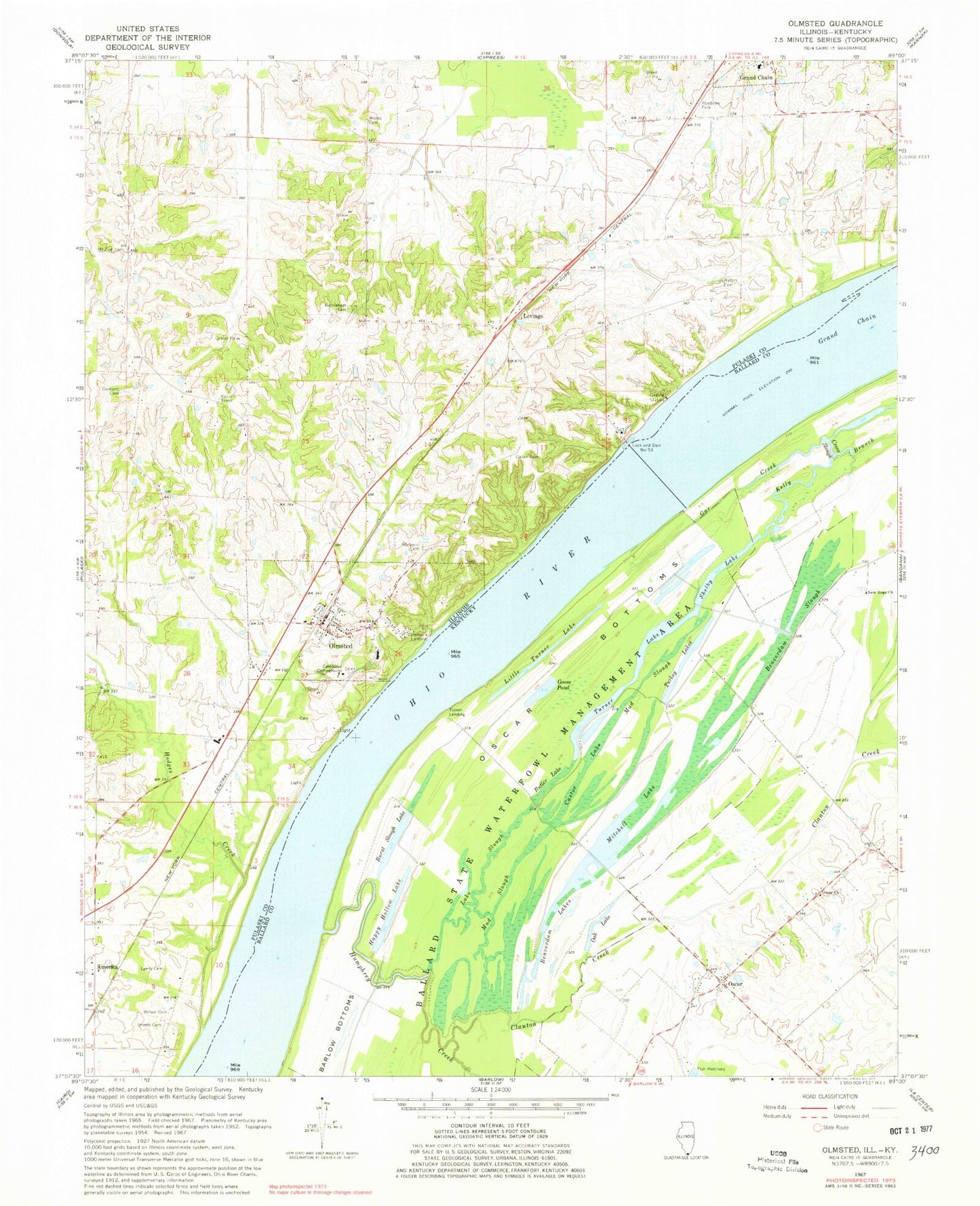 Classic USGS Olmsted Illinois 7.5'x7.5' Topo Map Image