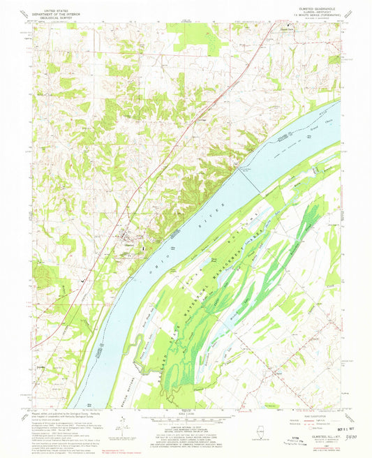 Classic USGS Olmsted Illinois 7.5'x7.5' Topo Map Image