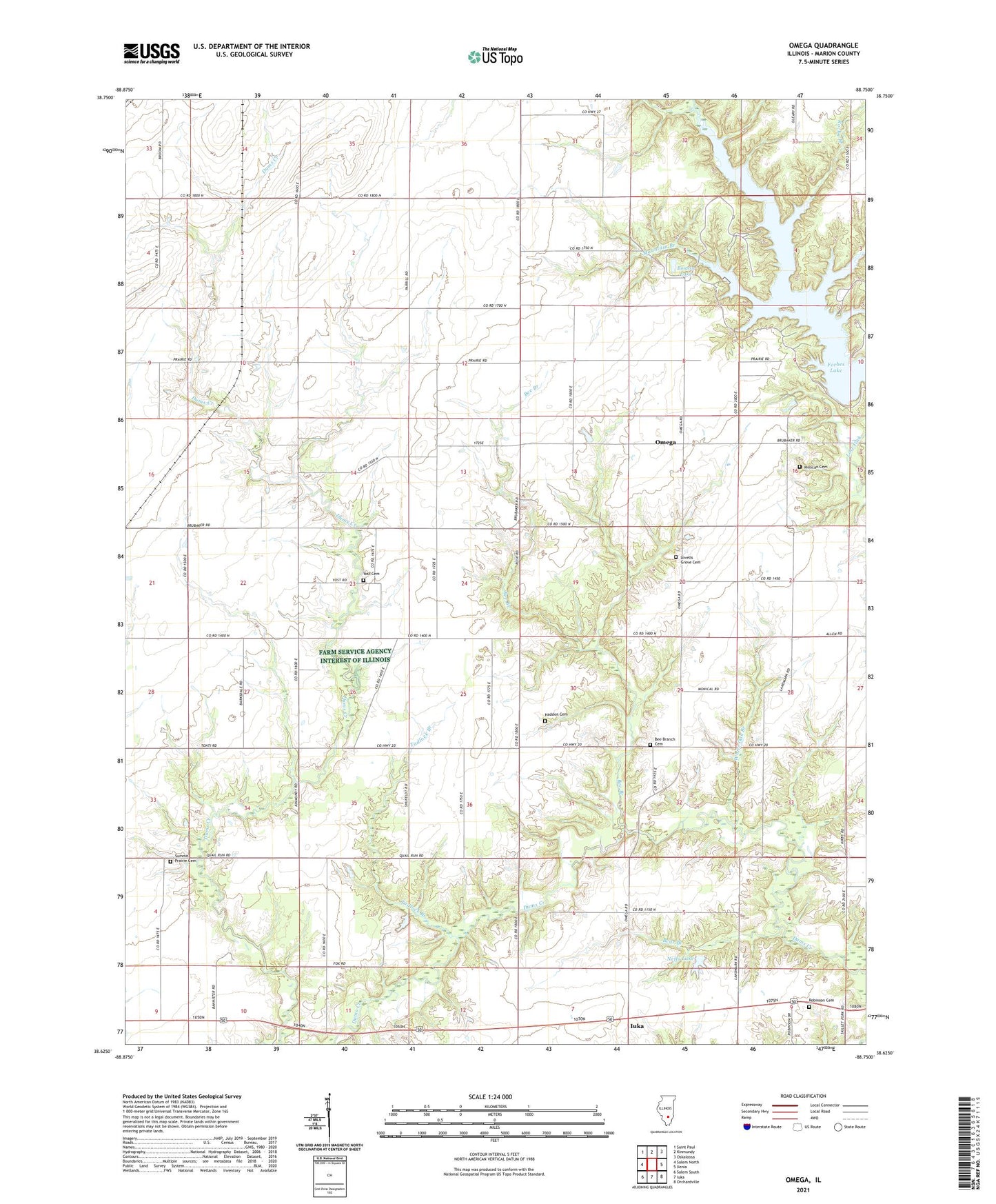 Omega Illinois US Topo Map Image