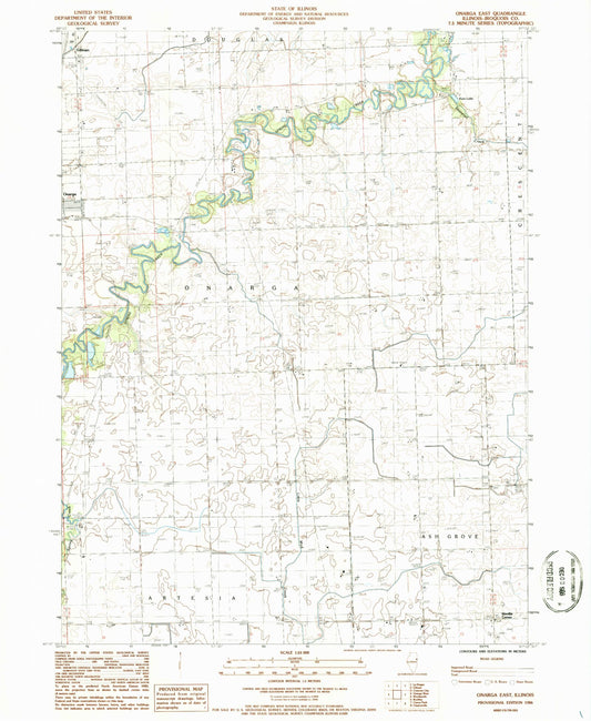 Classic USGS Onarga East Illinois 7.5'x7.5' Topo Map Image