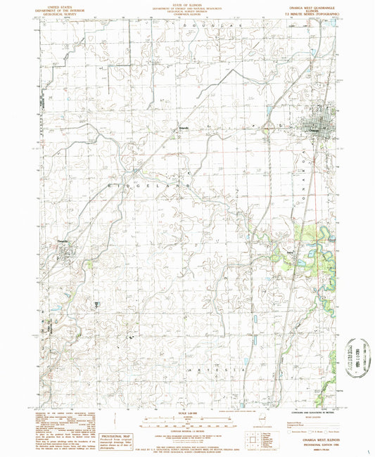 Classic USGS Onarga West Illinois 7.5'x7.5' Topo Map Image