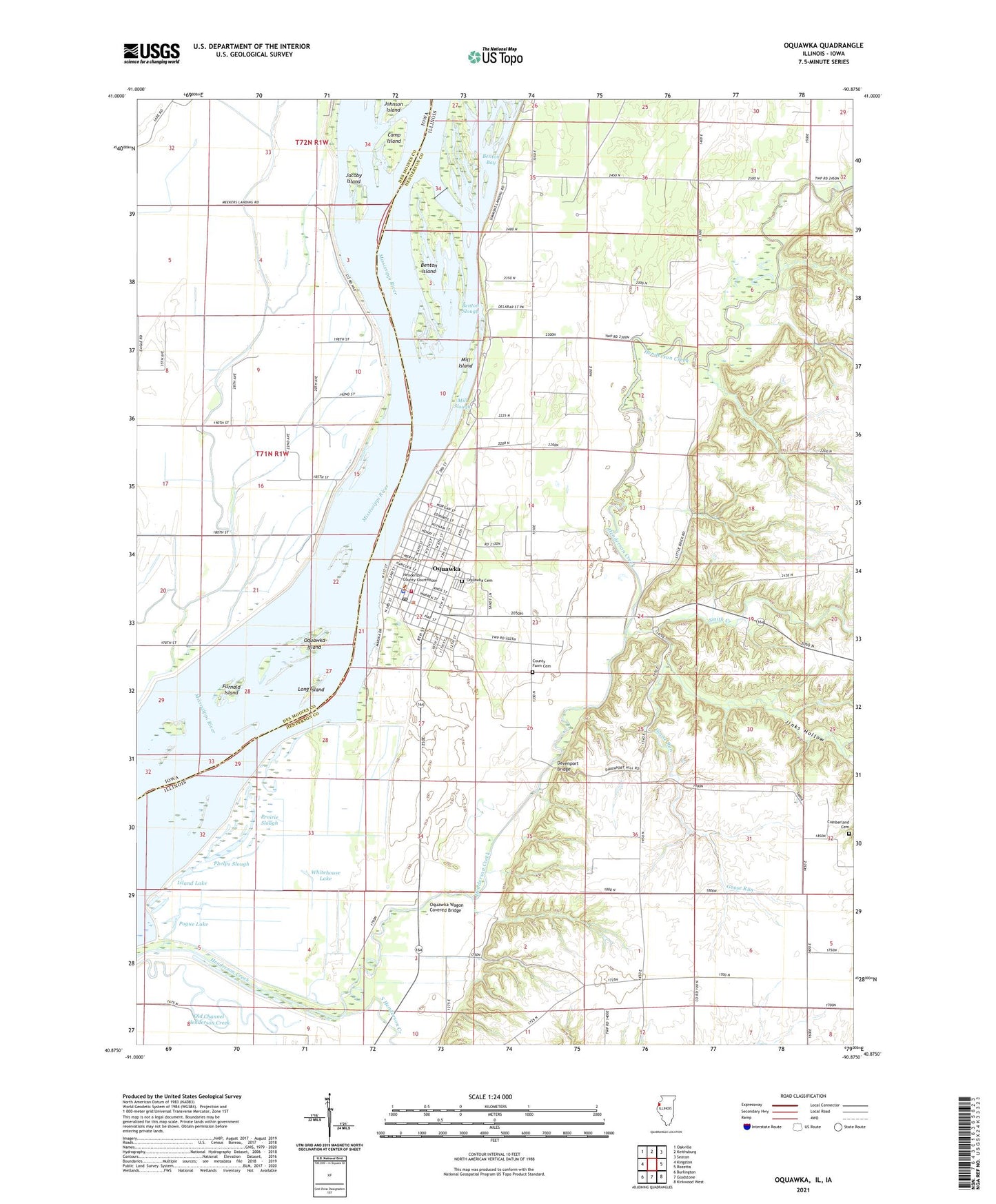 Oquawka Illinois US Topo Map Image