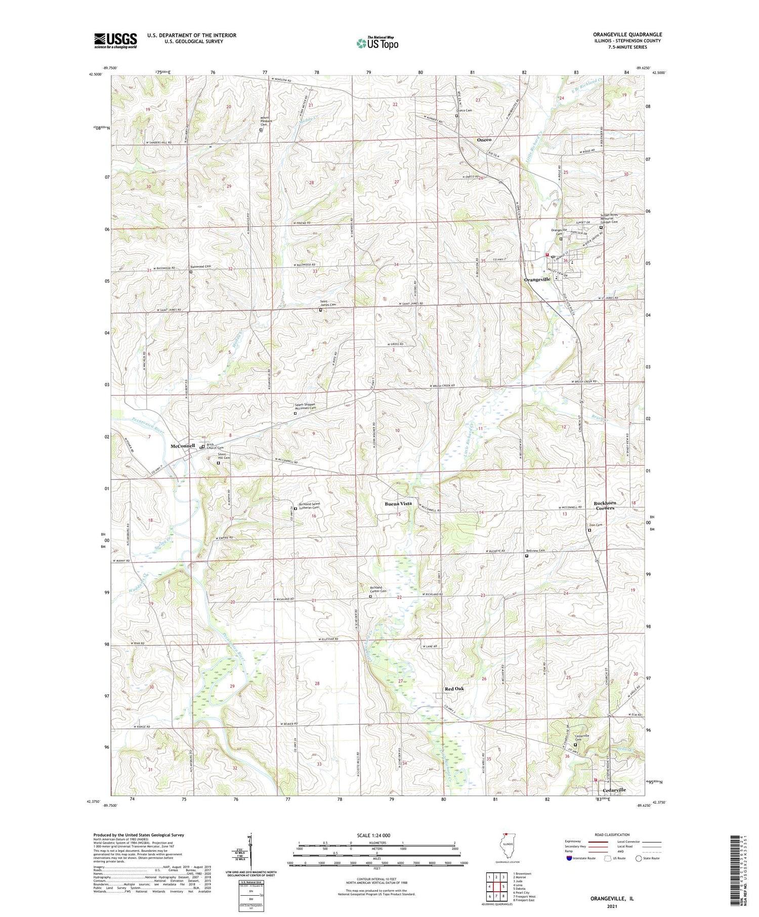 Orangeville Illinois US Topo Map Image