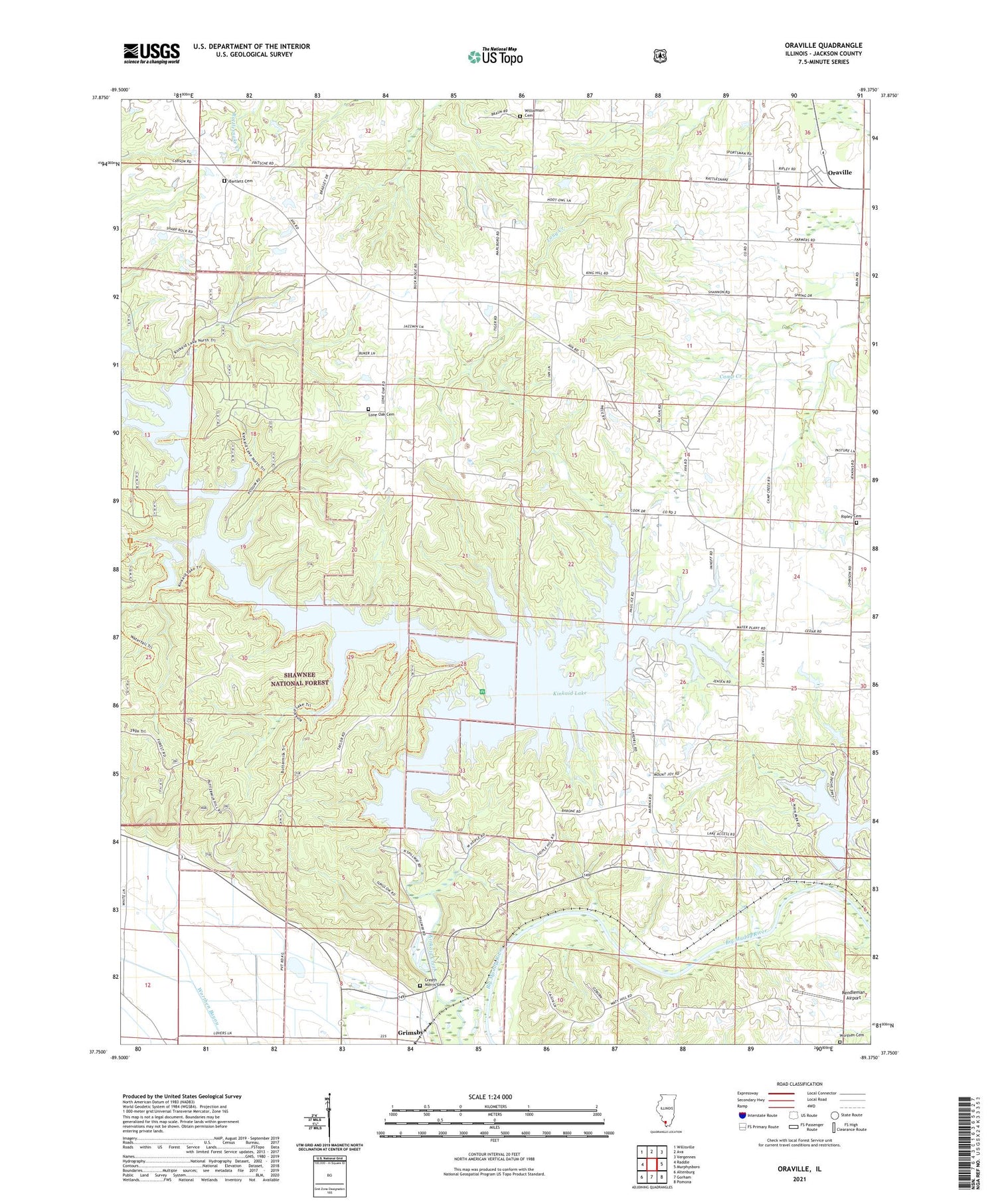 Oraville Illinois US Topo Map Image