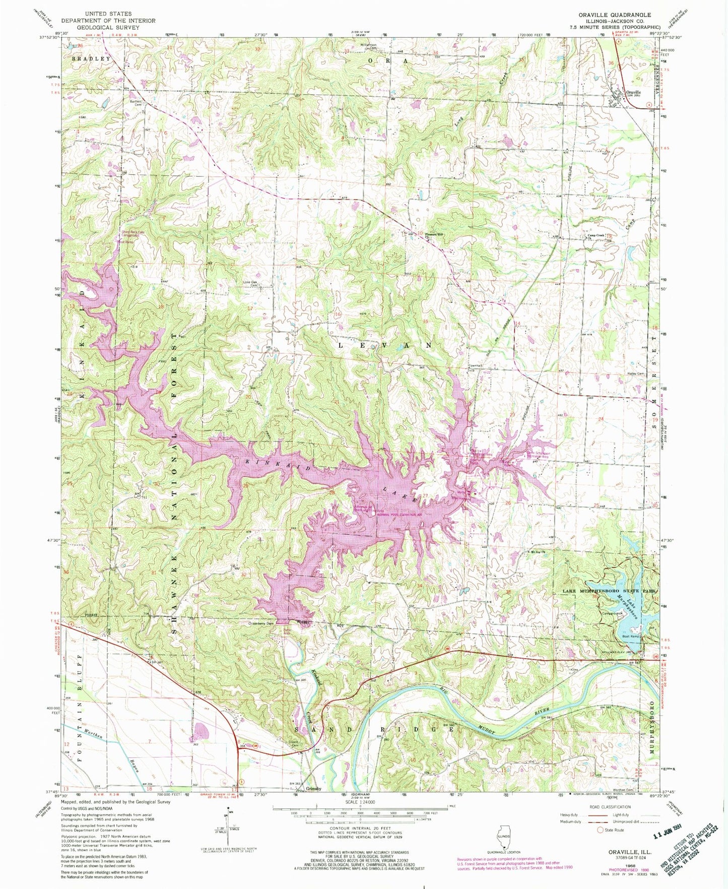 Classic USGS Oraville Illinois 7.5'x7.5' Topo Map Image