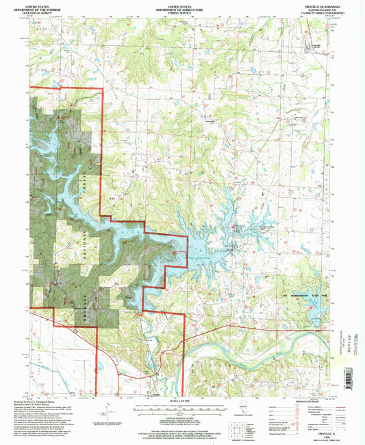 Classic USGS Oraville Illinois 7.5'x7.5' Topo Map Image