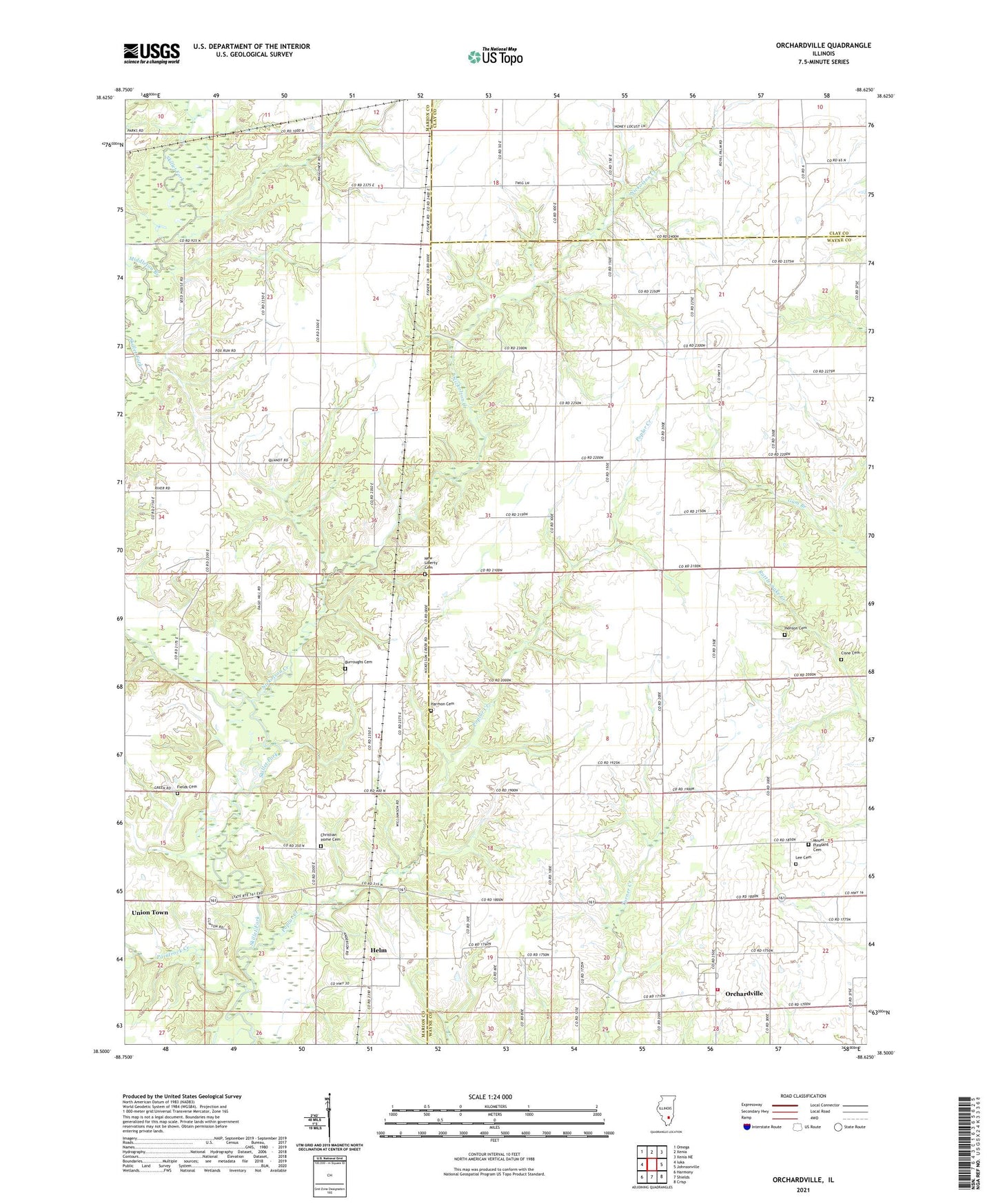 Orchardville Illinois US Topo Map Image