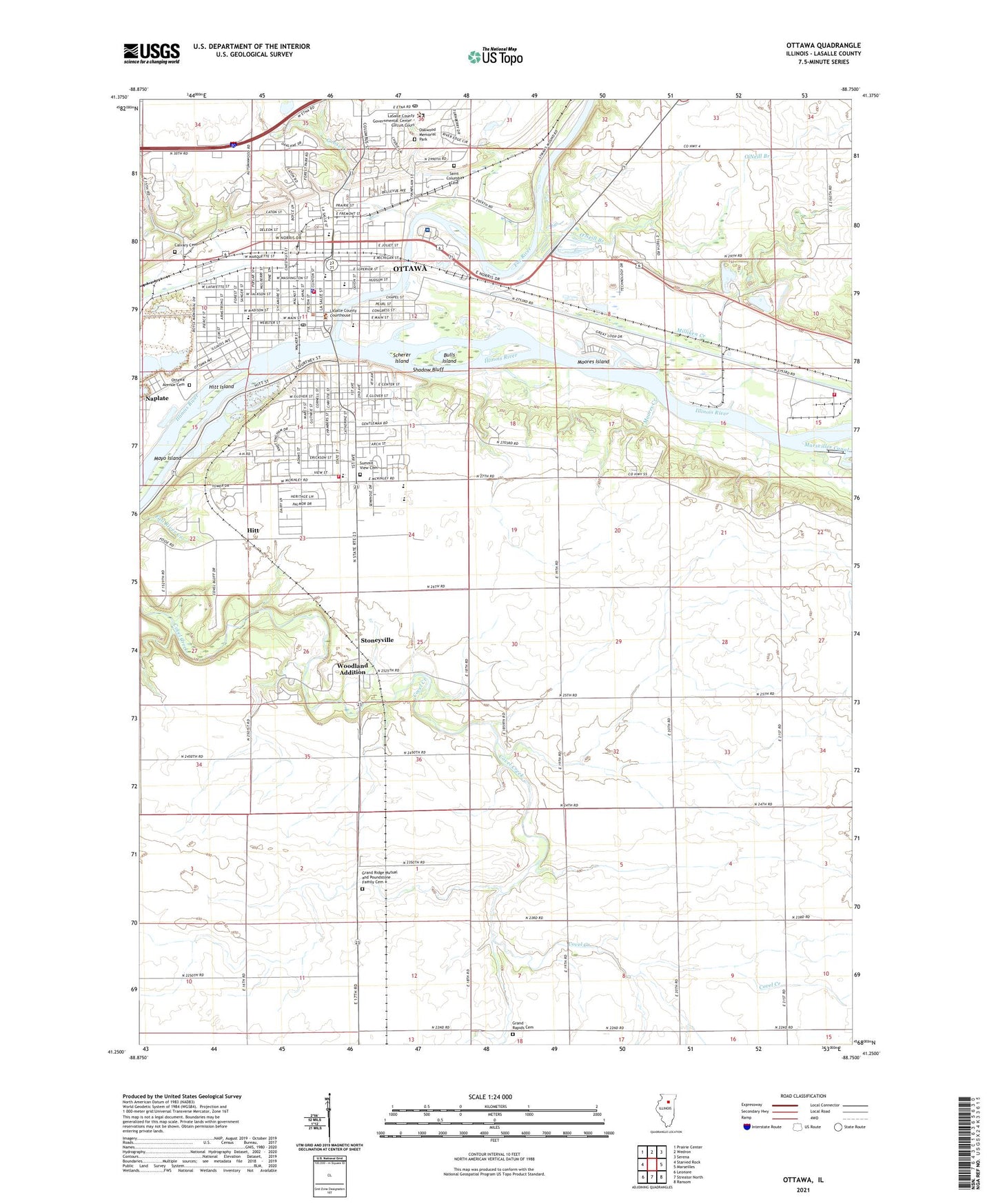 Ottawa Illinois US Topo Map Image