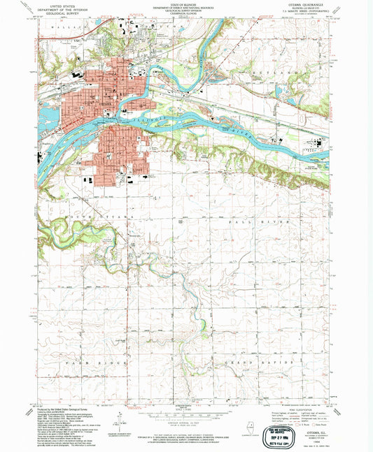 Classic USGS Ottawa Illinois 7.5'x7.5' Topo Map Image