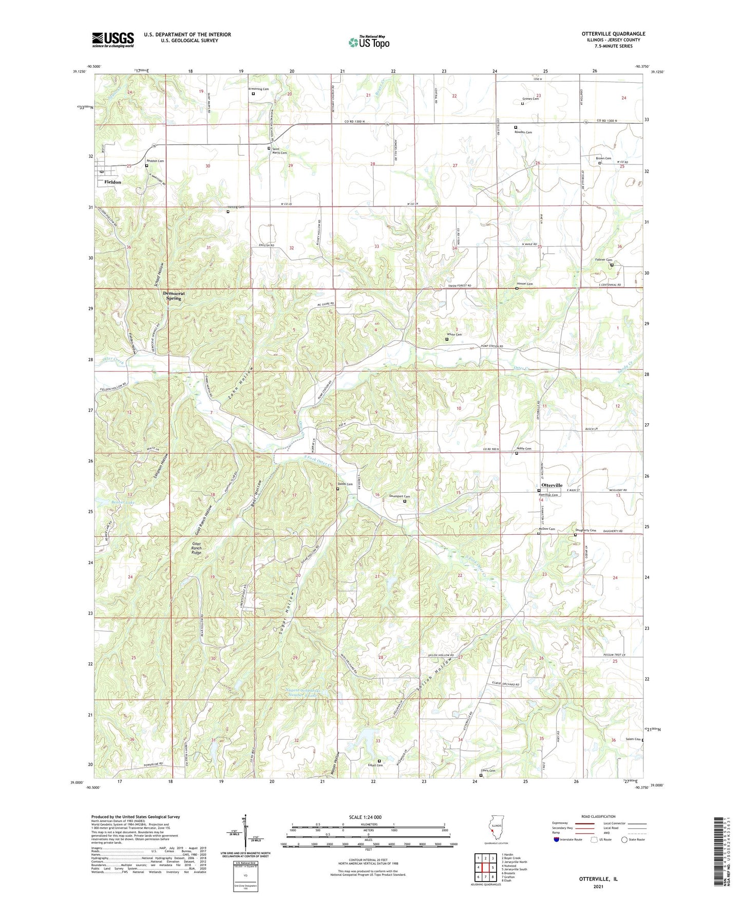 Otterville Illinois US Topo Map Image